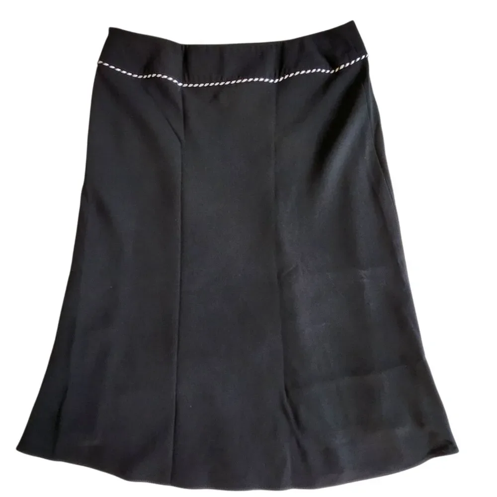 Michele Black with Purple and White Trim A-Line Skirt Sz 8 - Picture 2 of 11